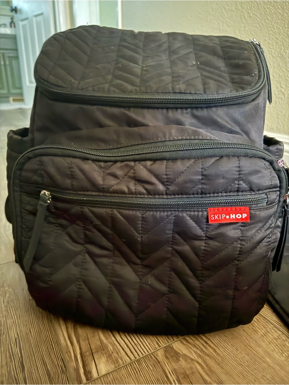 Skip Hop Black Quilted Baby Diaper Backpack